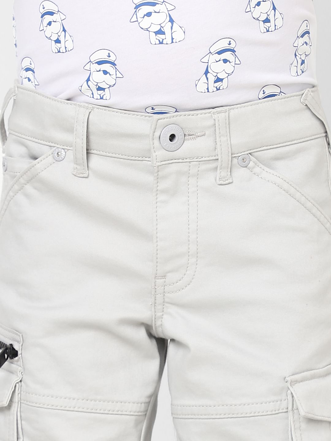 BOYS Grey Low Rise Cargo Shorts