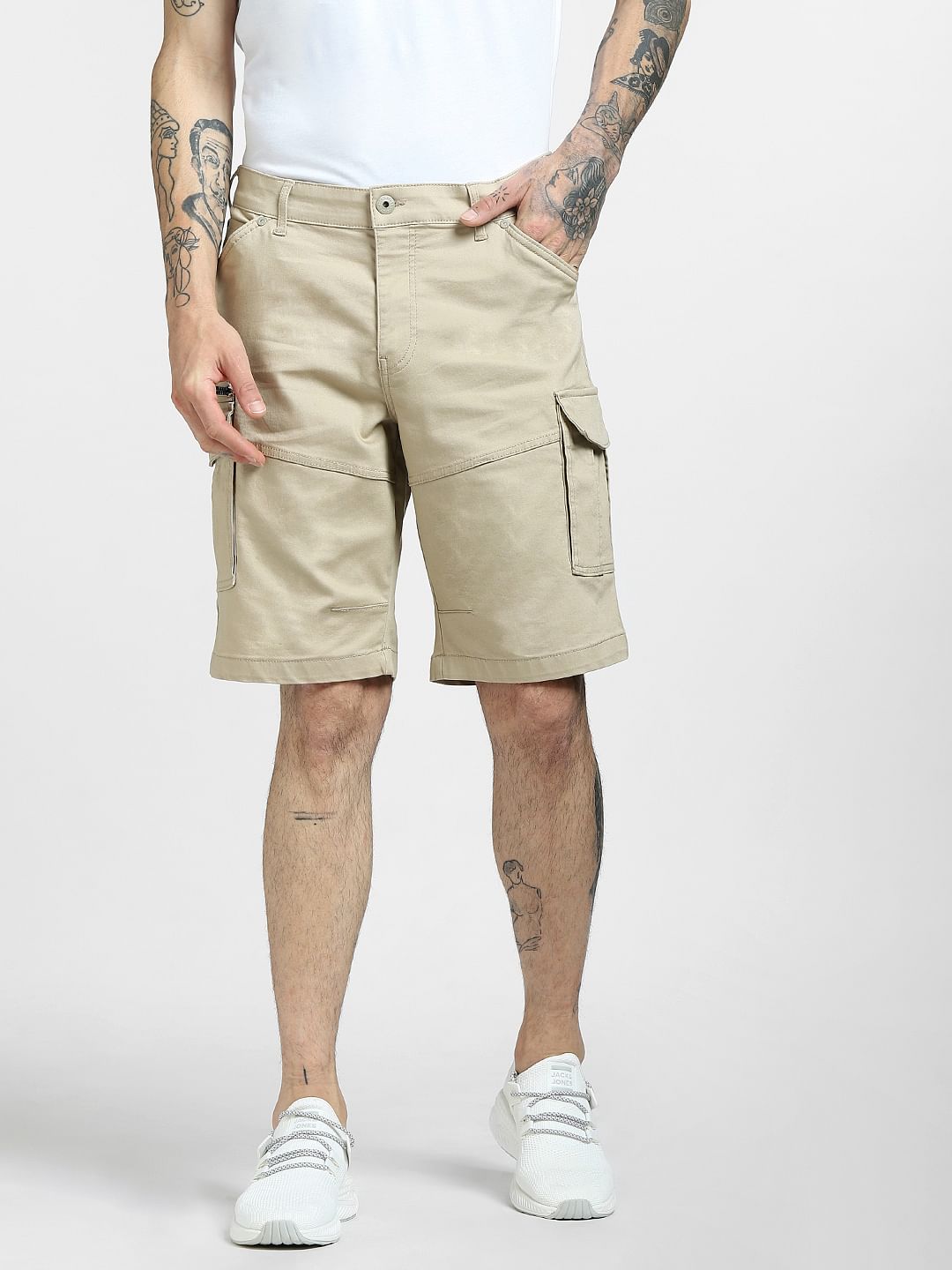 Beige Cargo Shorts