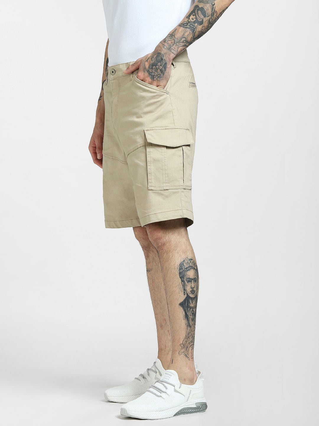 Beige Cargo Shorts