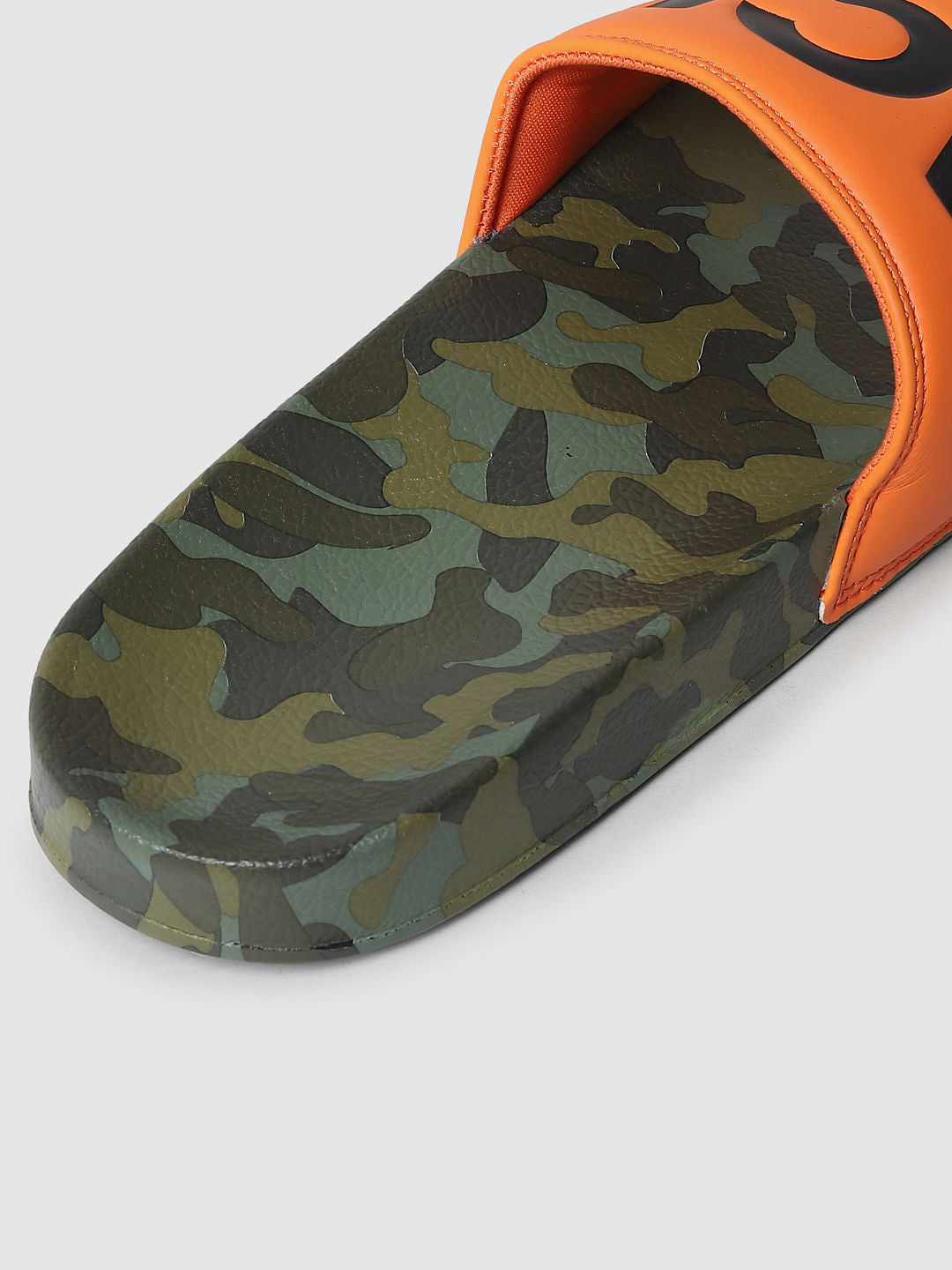 Orange Camo Print Sliders
