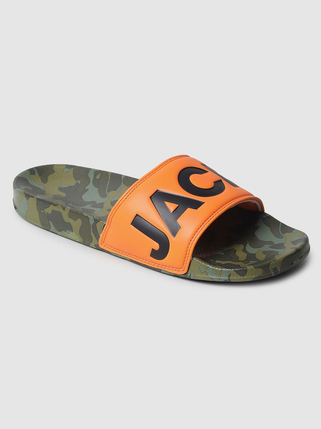 Orange Camo Print Sliders