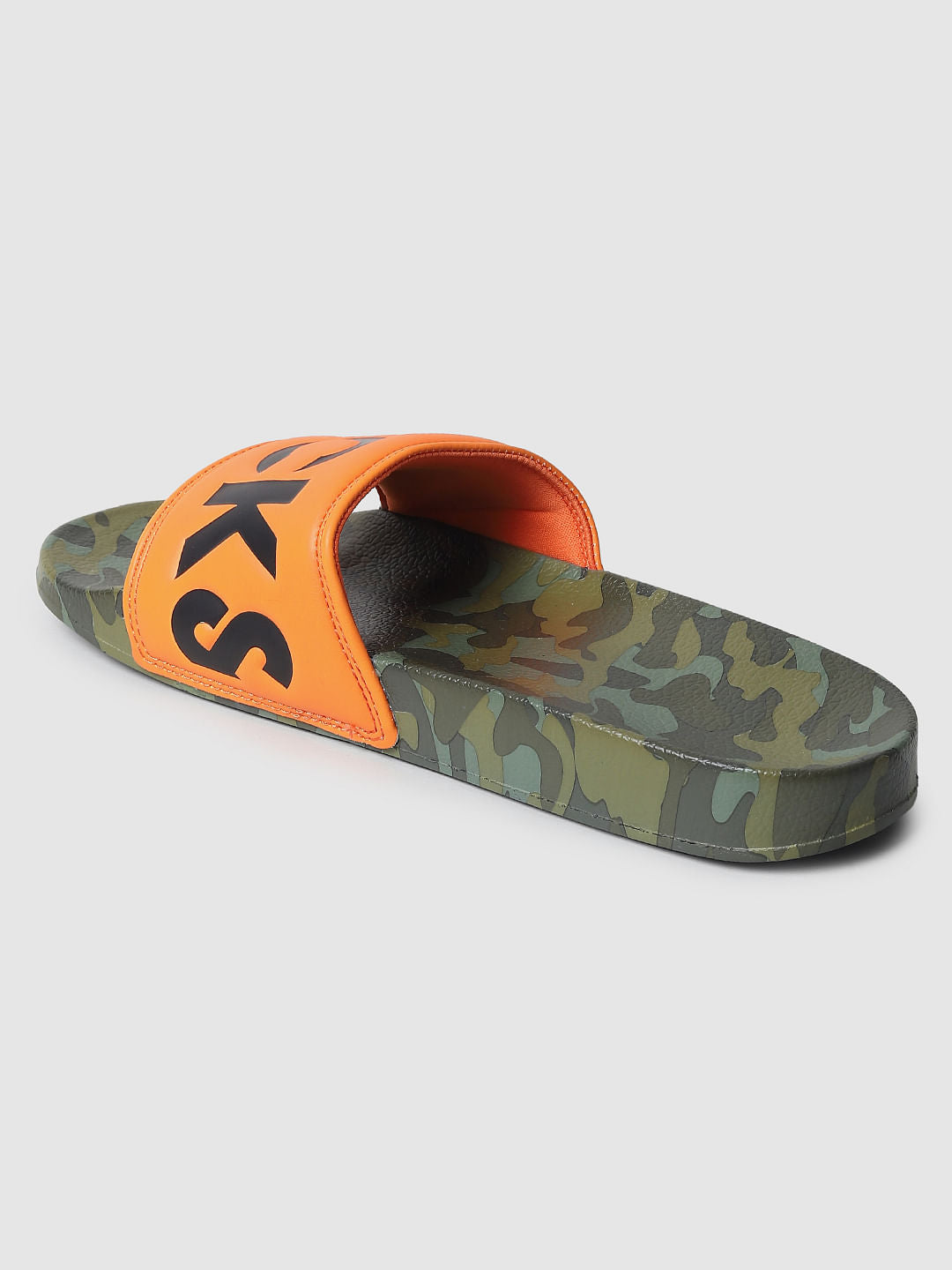 Orange Camo Print Sliders
