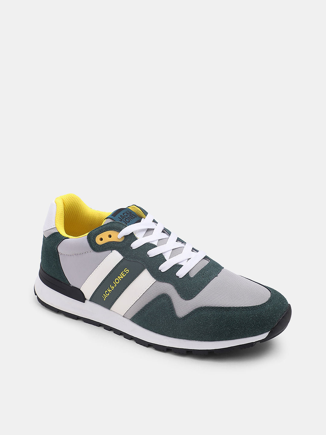 Green Colourblocked Mesh Sneakers