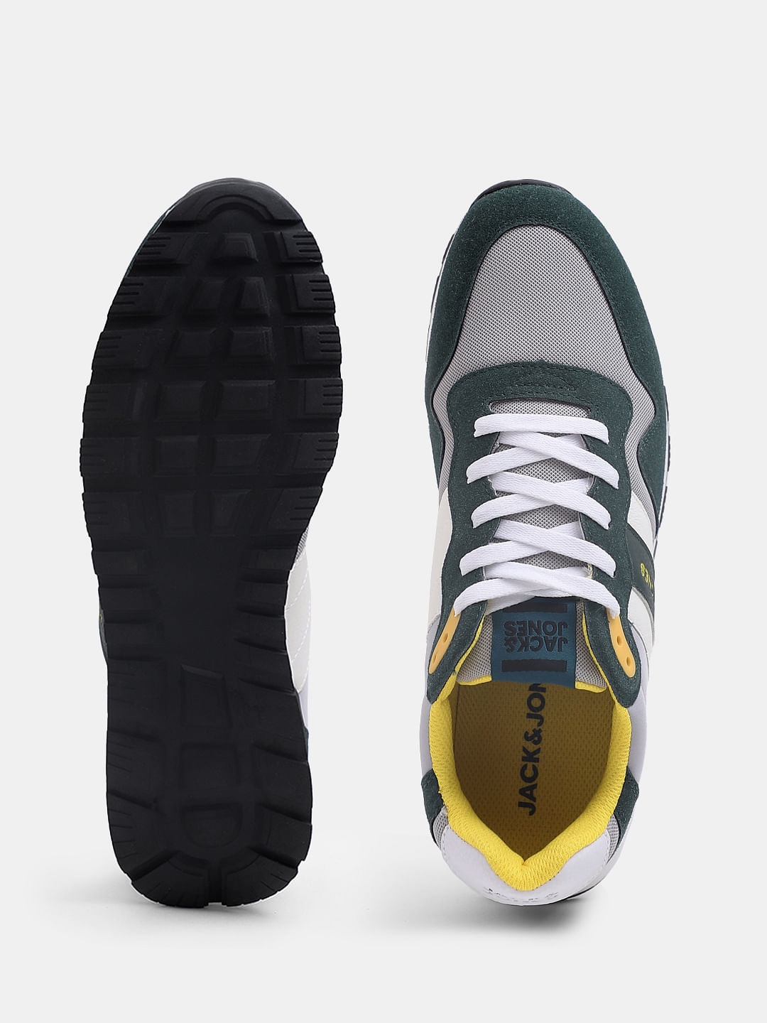 Green Colourblocked Mesh Sneakers
