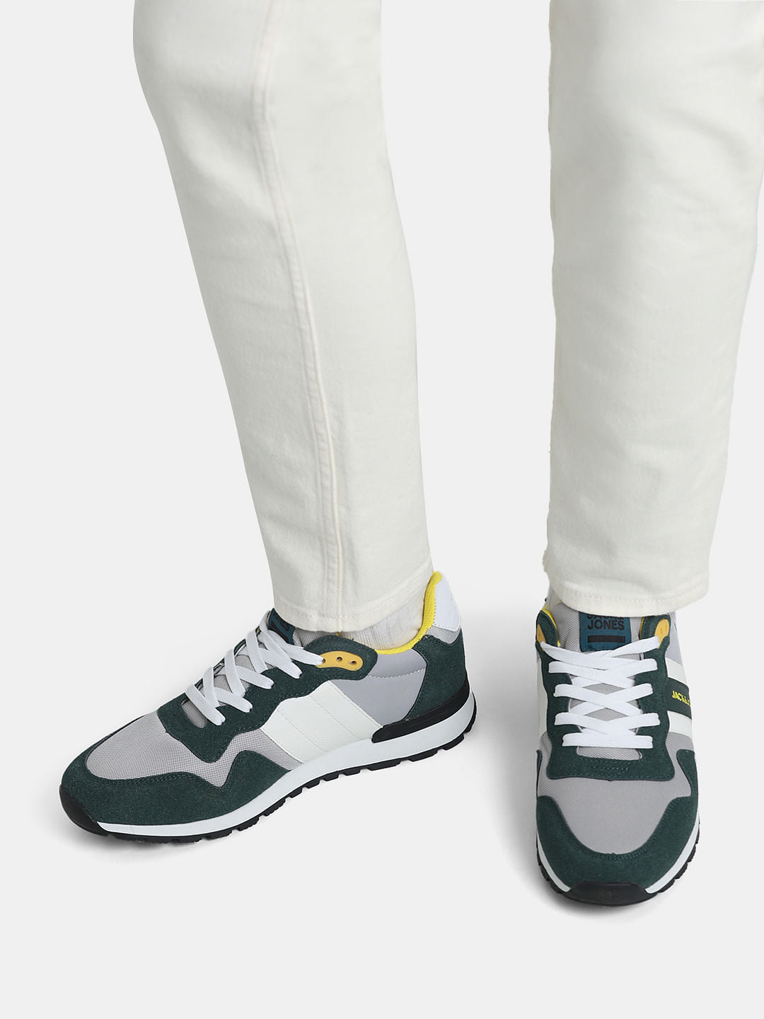 Green Colourblocked Mesh Sneakers