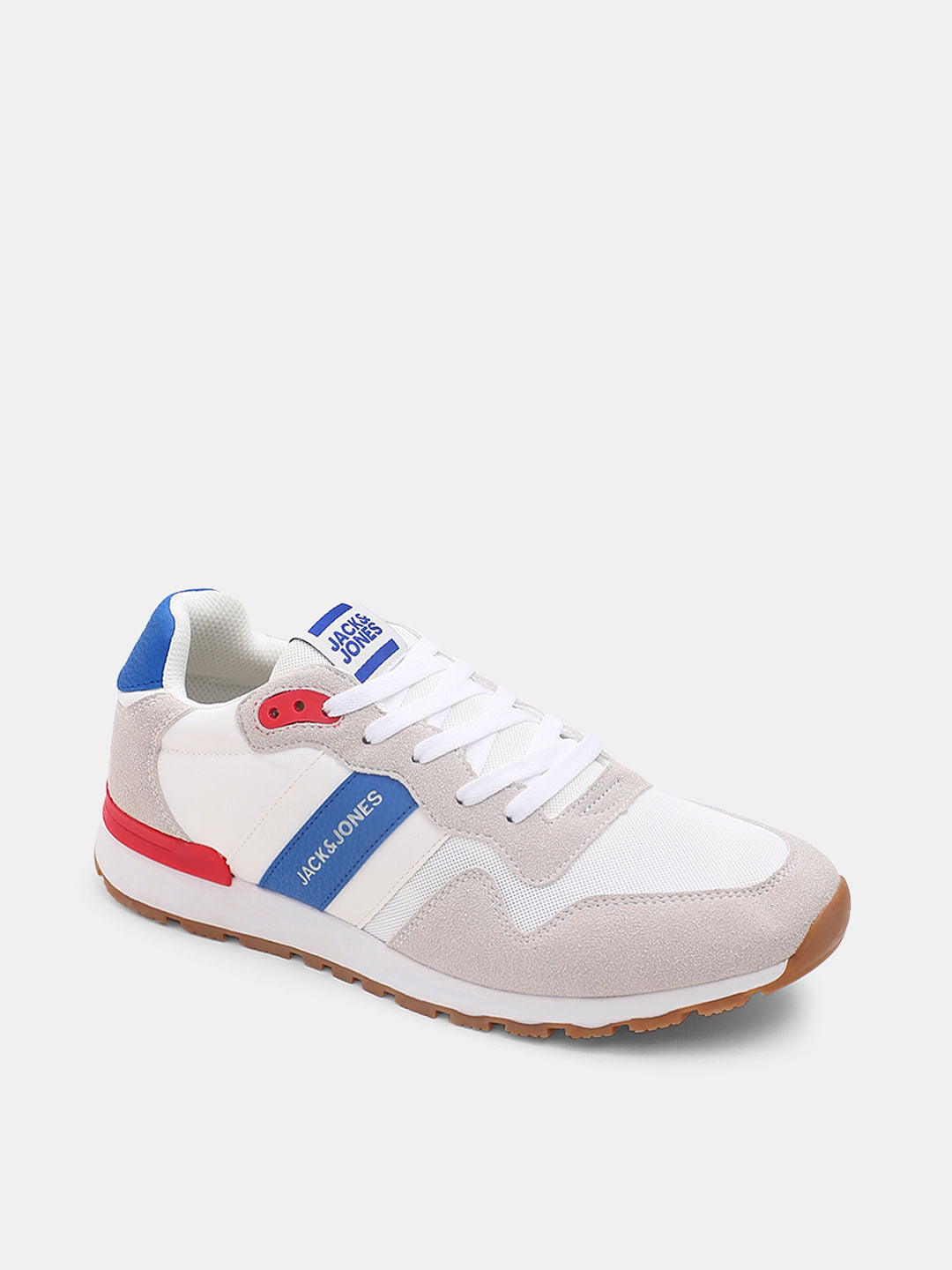 White Colourblocked Mesh Sneakers
