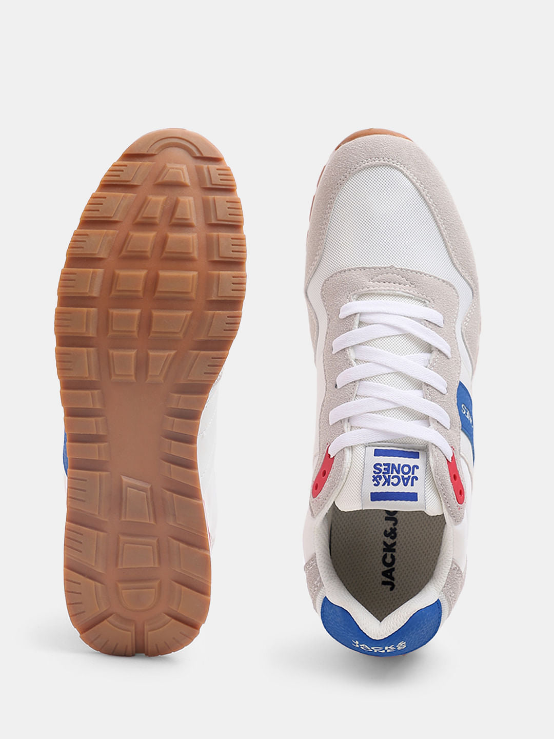 White Colourblocked Mesh Sneakers
