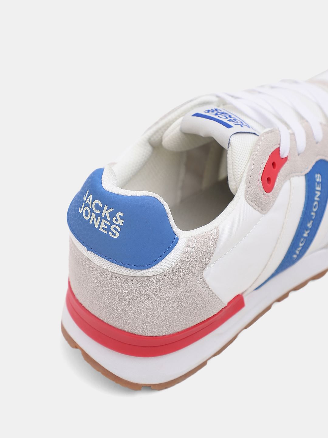 White Colourblocked Mesh Sneakers
