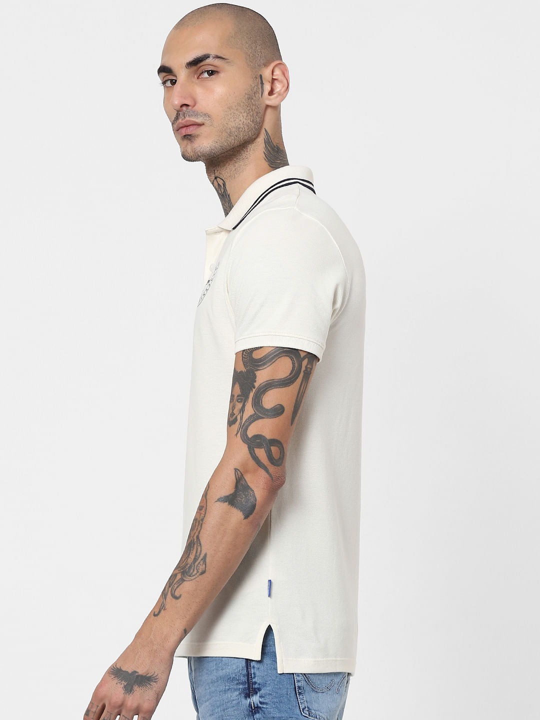 Off White Polo Neck T-shirt