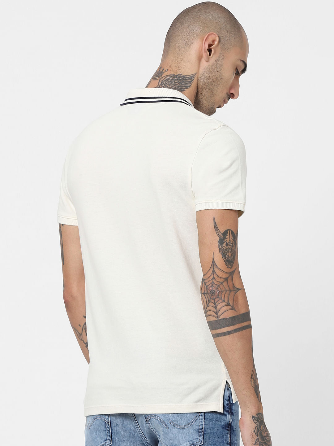 Off White Polo Neck T-shirt