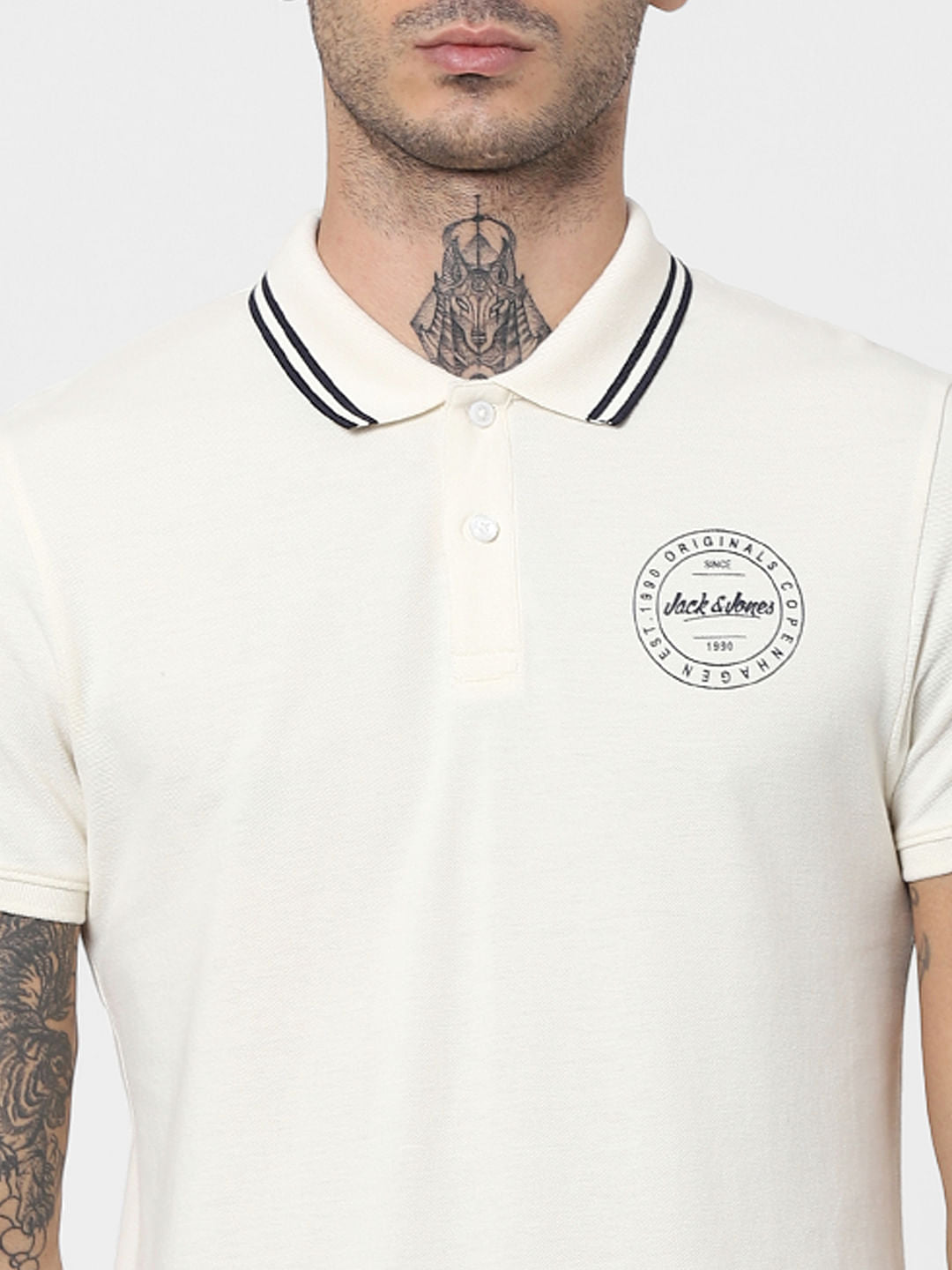 Off White Polo Neck T-shirt