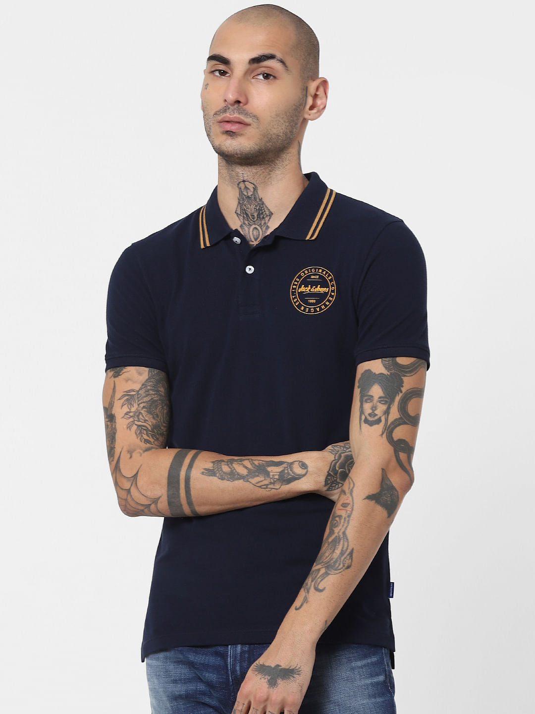 Navy Blue Polo Neck T-shirt