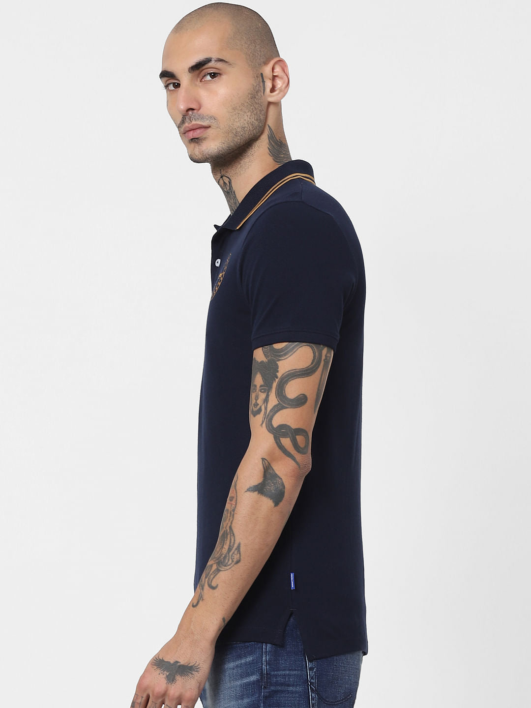 Navy Blue Polo Neck T-shirt
