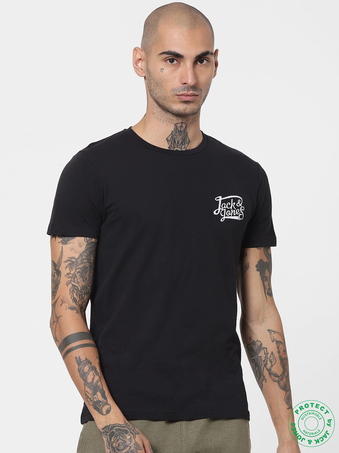 Black Logo Print Crew Neck T-shirt