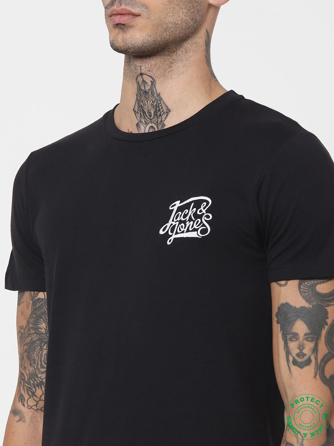 Black Logo Print Crew Neck T-shirt