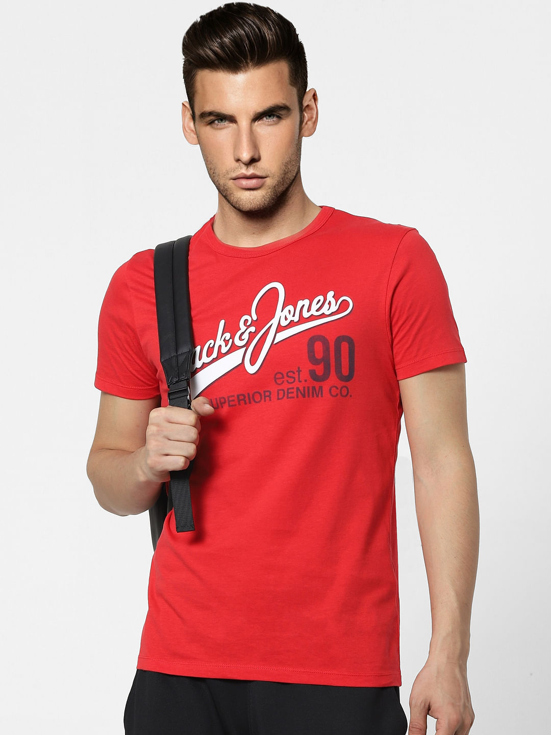 Red Logo Print Crew Neck T-shirt