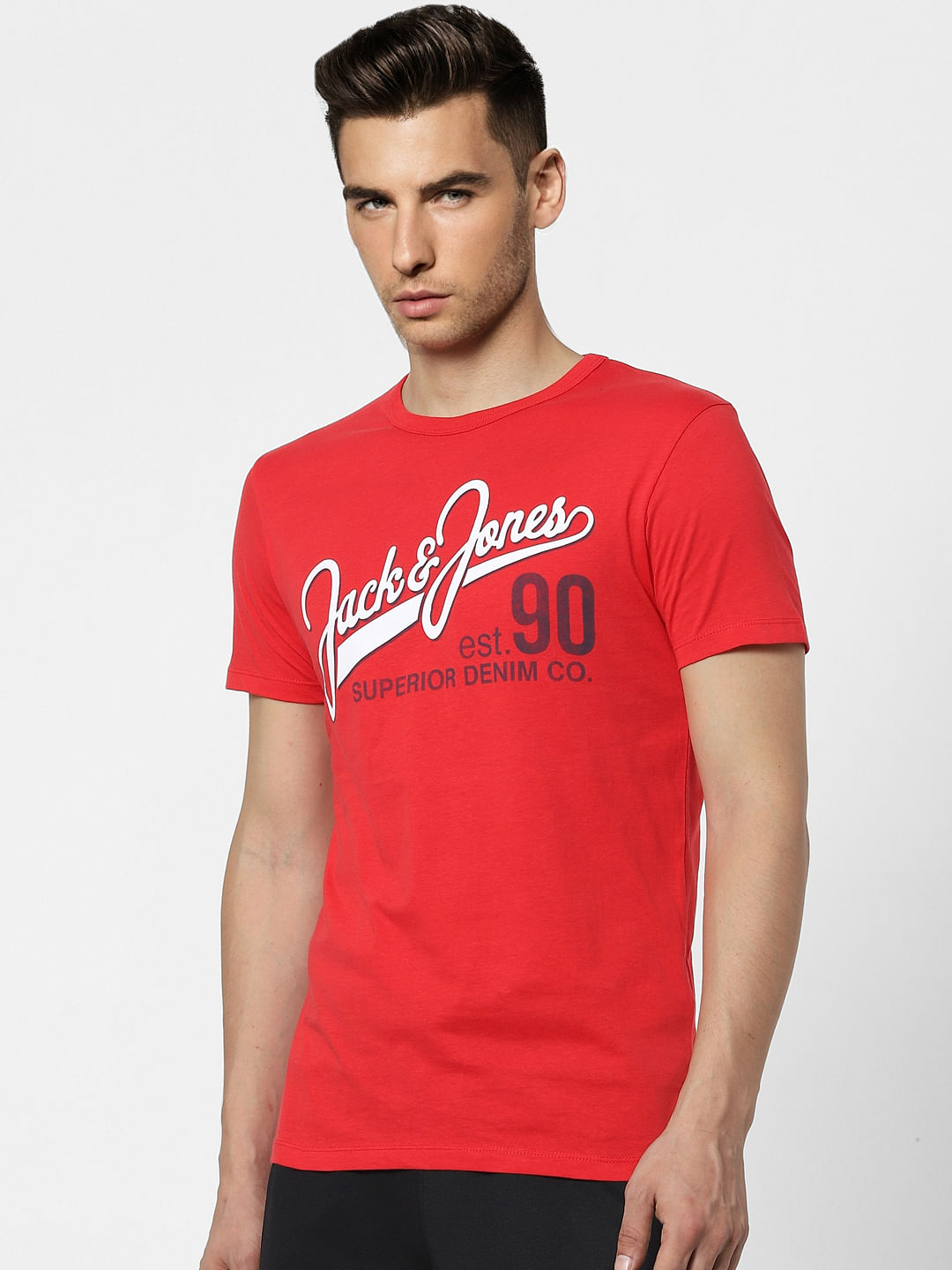 Red Logo Print Crew Neck T-shirt