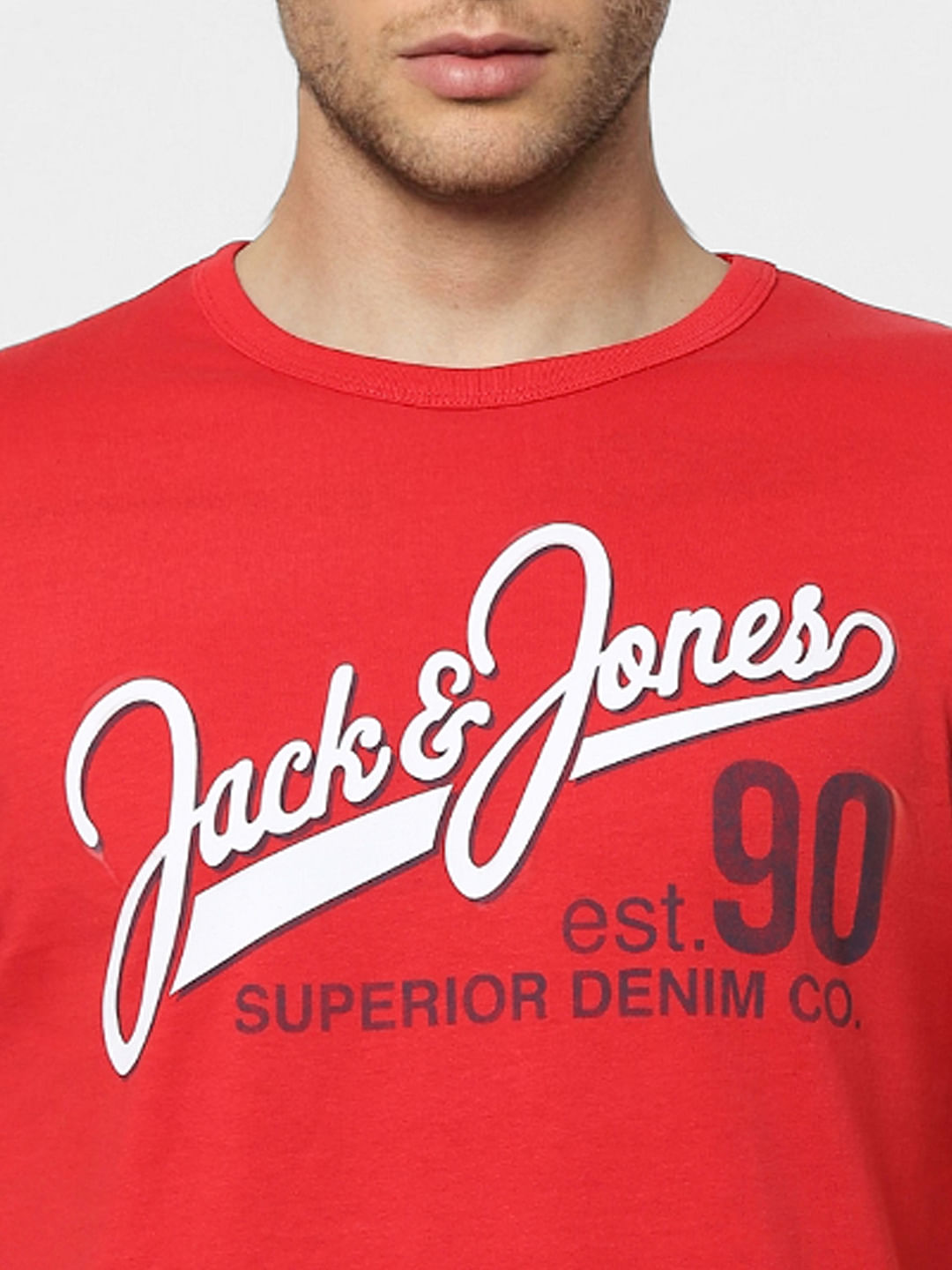 Red Logo Print Crew Neck T-shirt