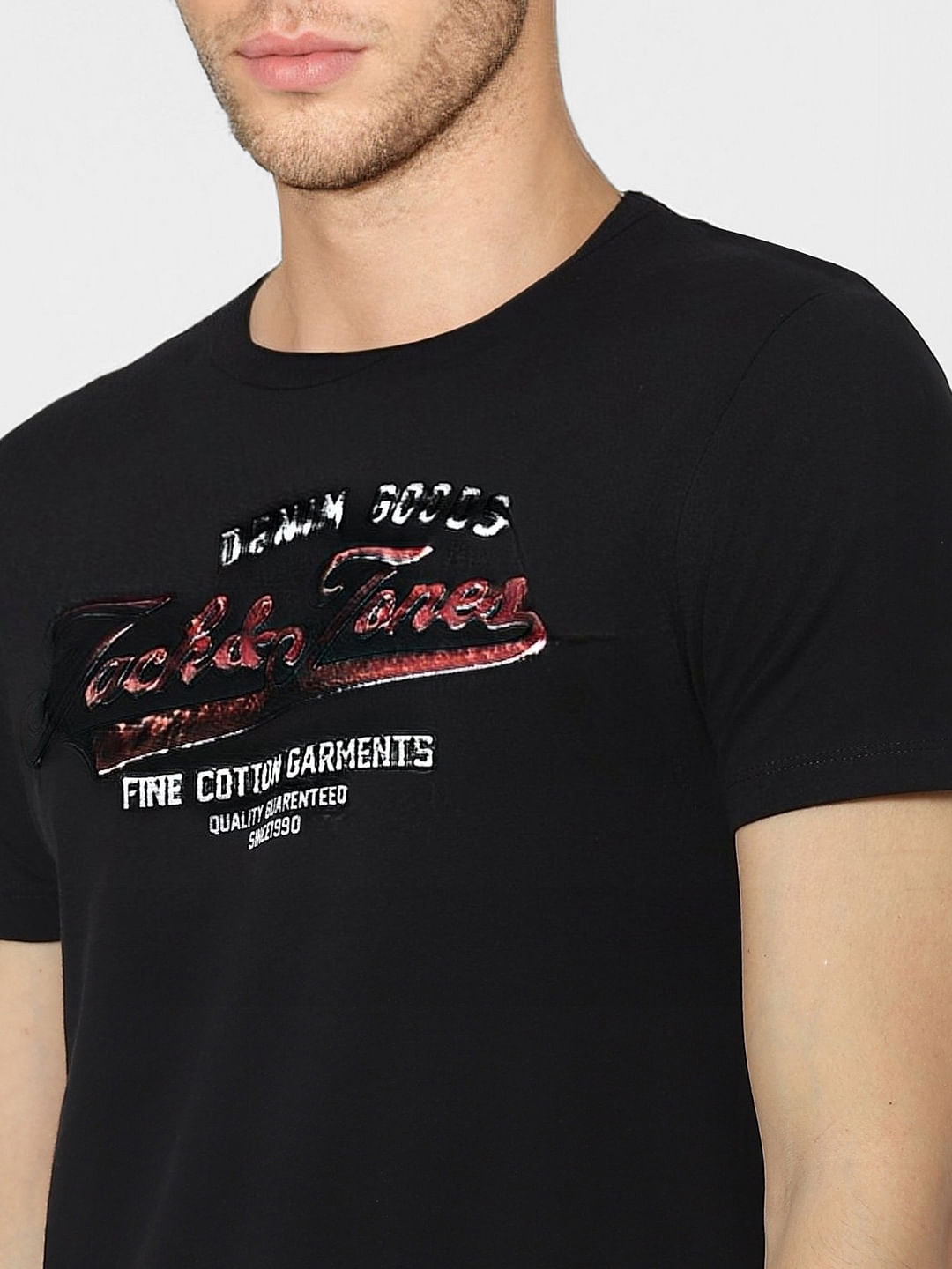 Black Logo Print Crew Neck T-shirt