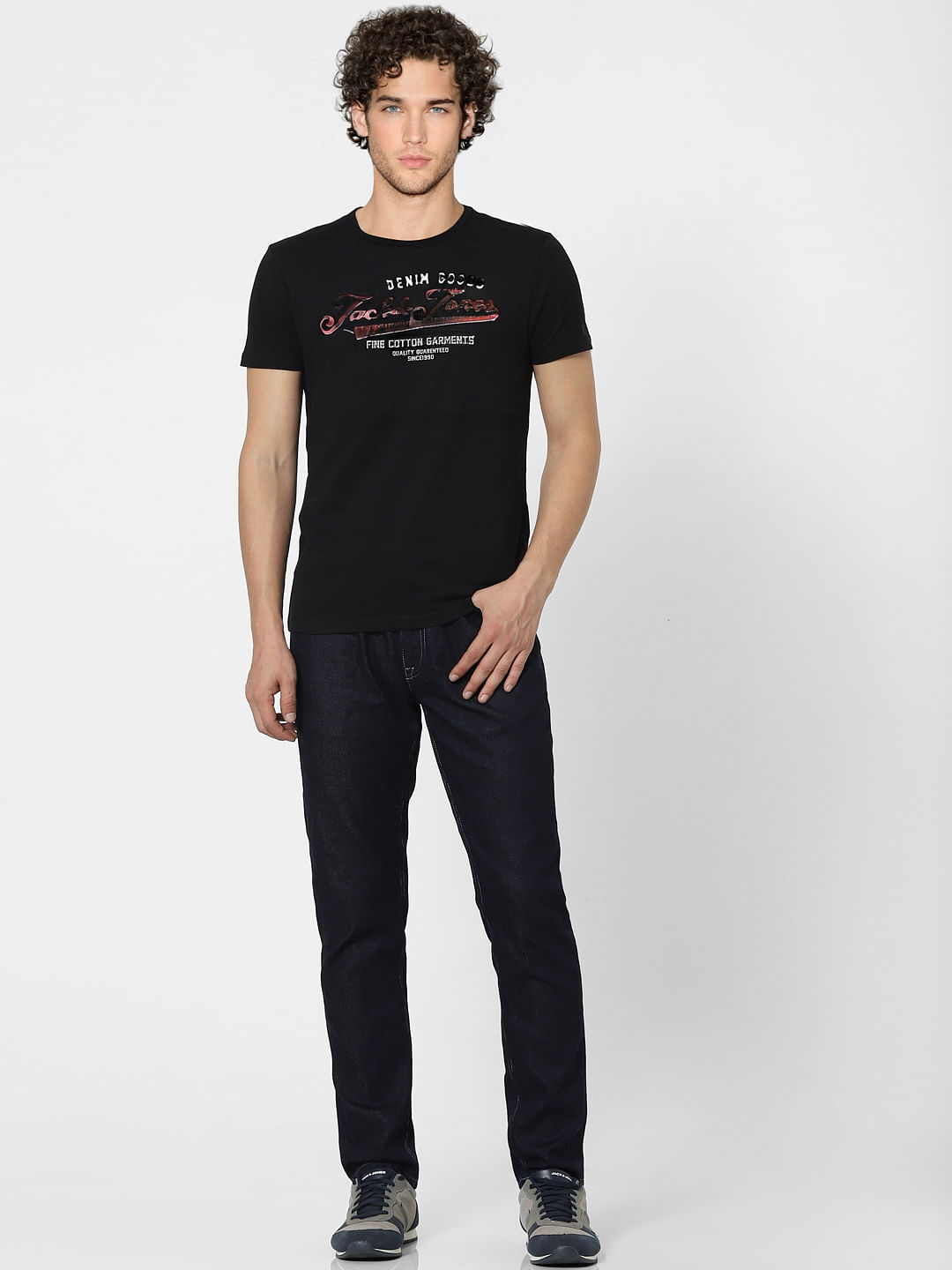 Black Logo Print Crew Neck T-shirt