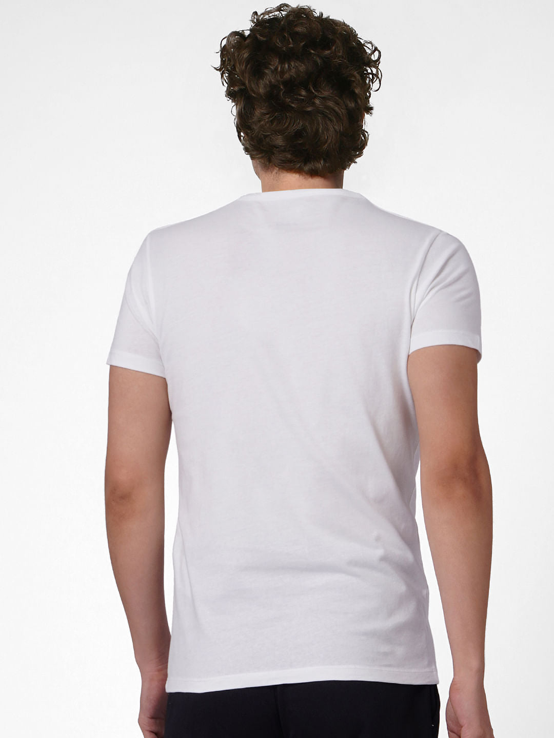 White Logo Print Crew Neck T-shirt