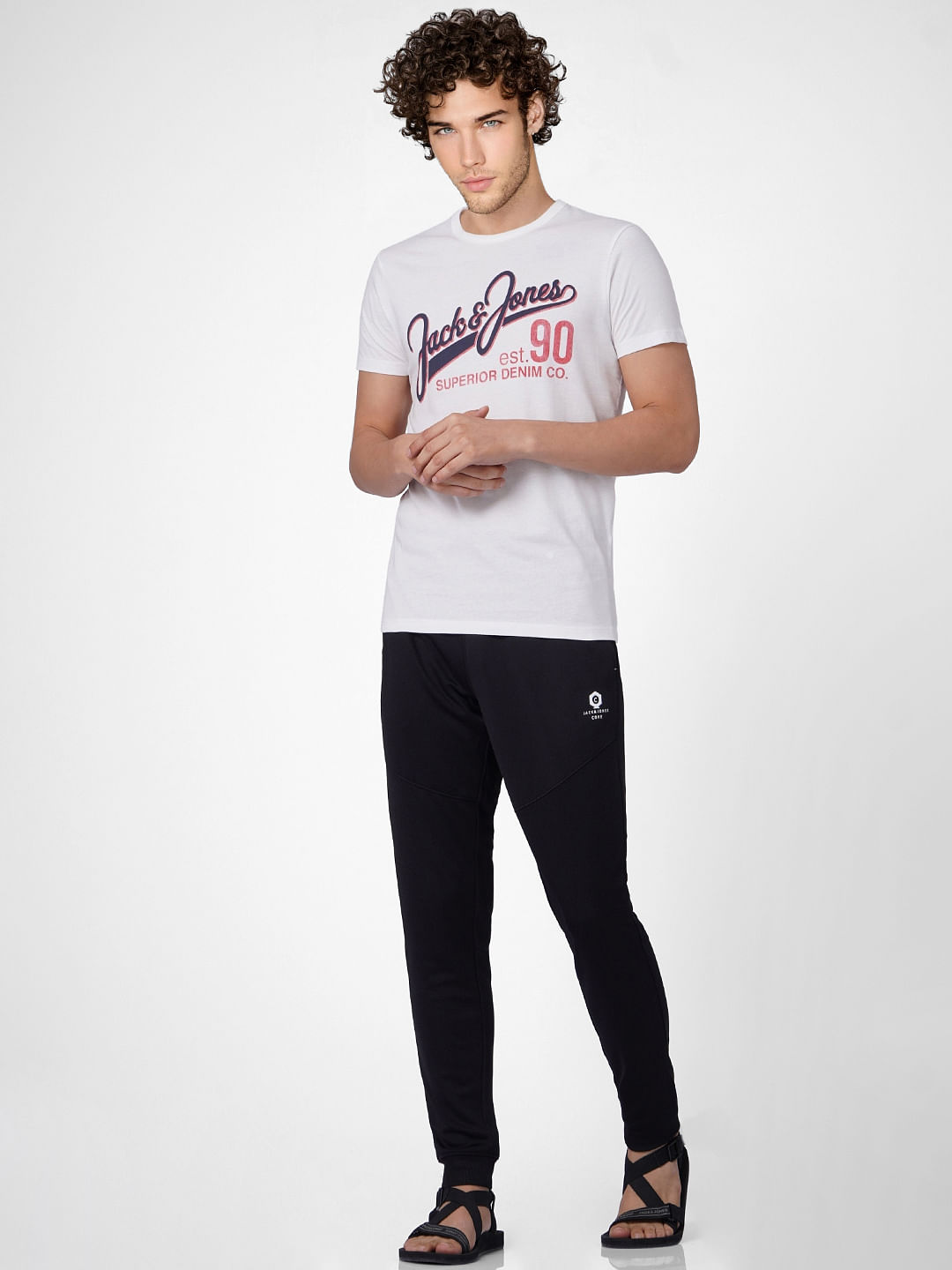 White Logo Print Crew Neck T-shirt