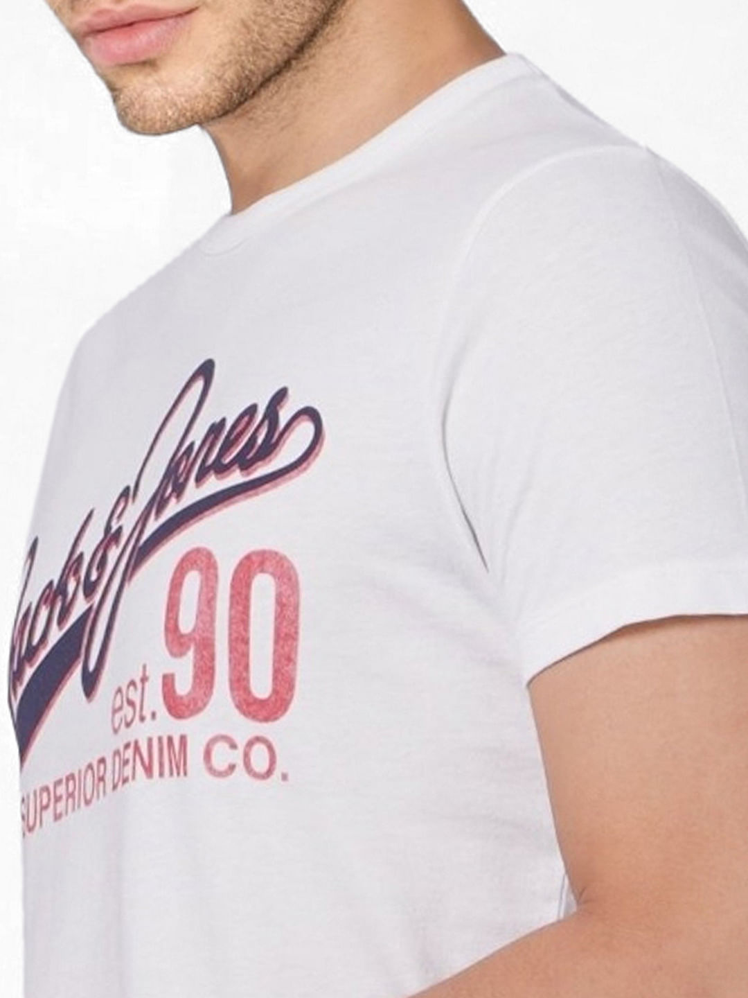 White Logo Print Crew Neck T-shirt