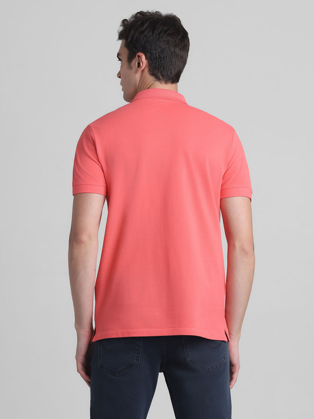 Coral Pink Cotton Polo T-Shirt