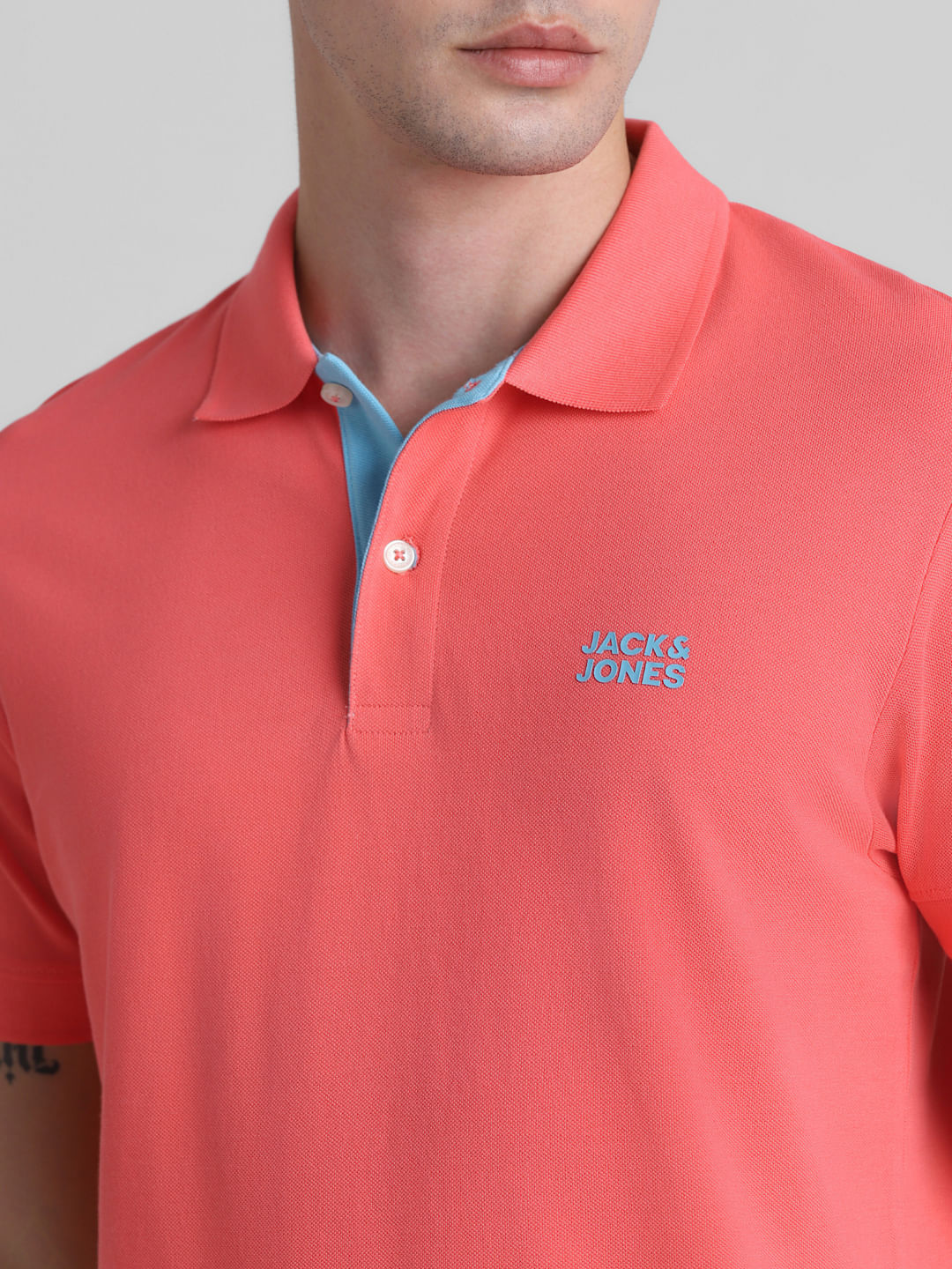 Coral Pink Cotton Polo T-Shirt