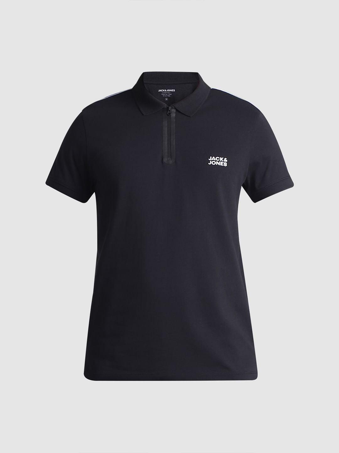 Black Zip Detail Polo T-shirt
