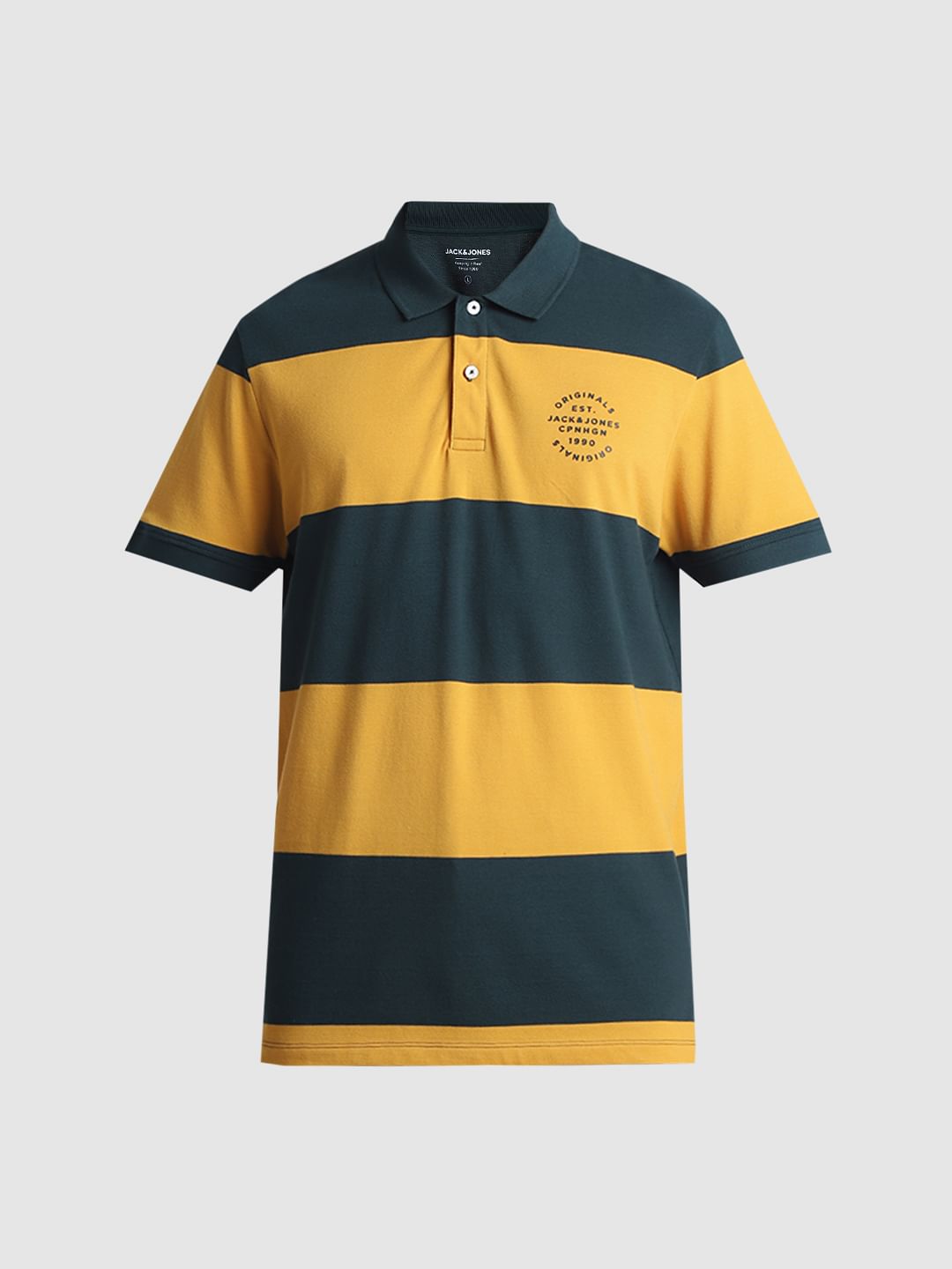 Green Colourblocked Polo T-shirt