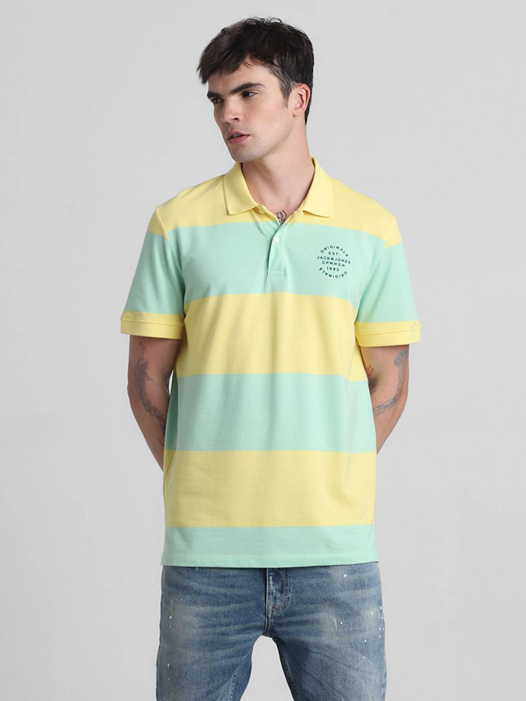 Light Green Colourblocked Polo T-shirt
