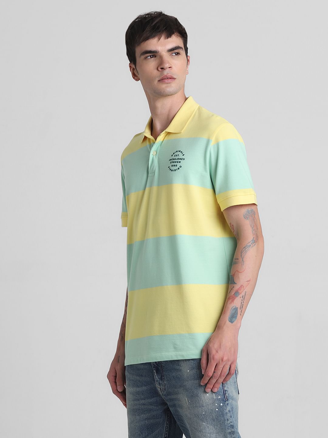 Light Green Colourblocked Polo T-shirt