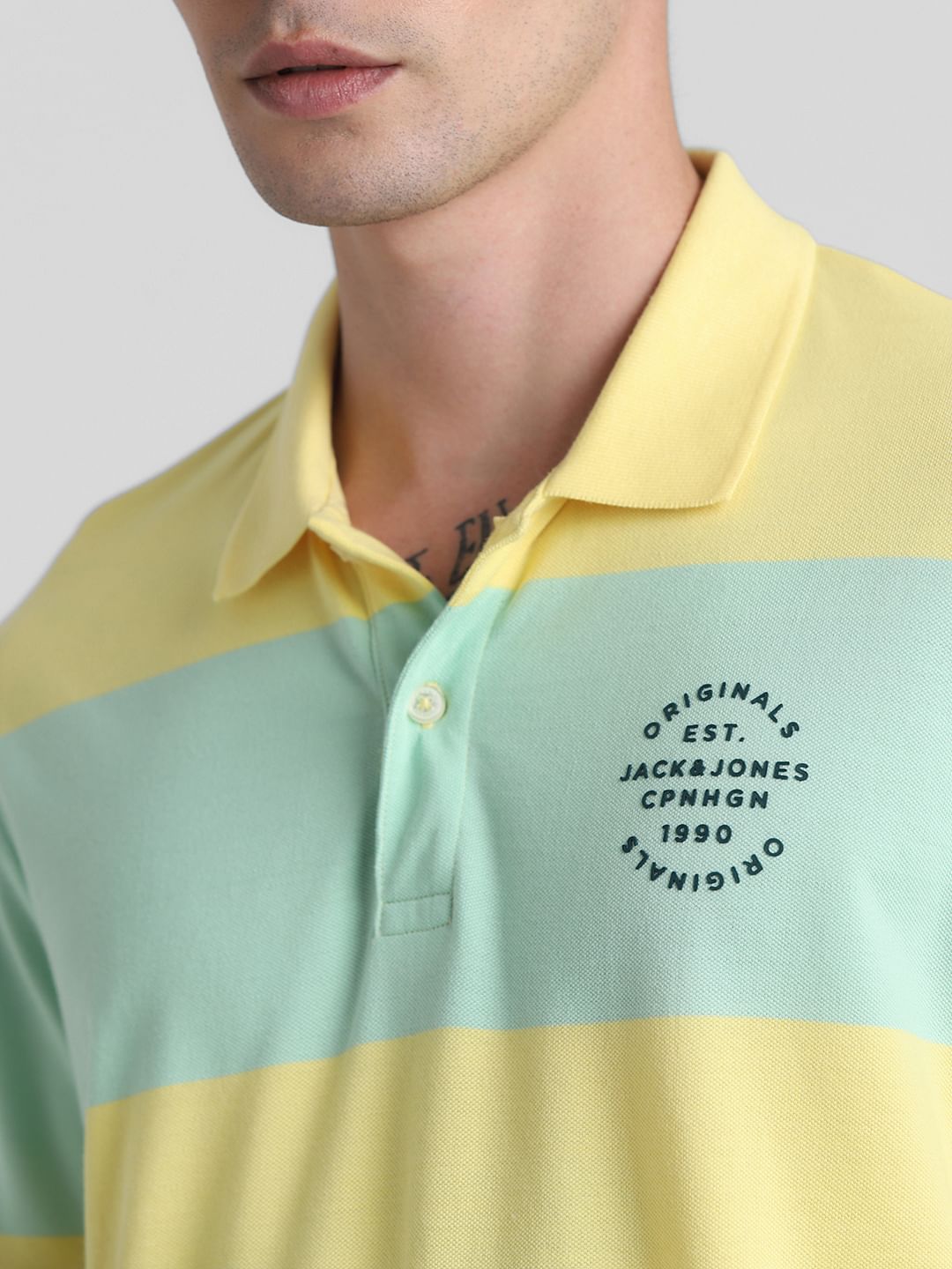 Light Green Colourblocked Polo T-shirt