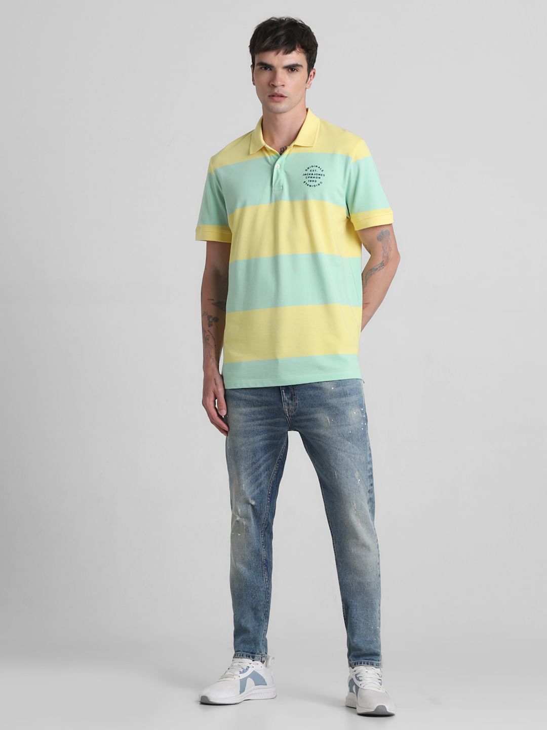 Light Green Colourblocked Polo T-shirt