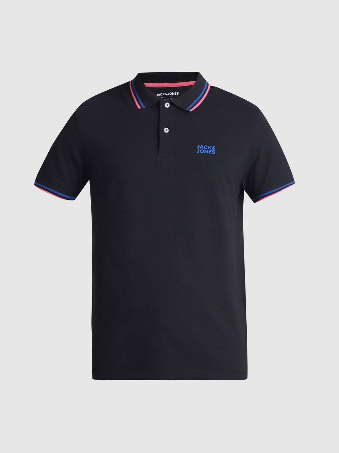 Black Contrast Tipping Polo T-Shirt