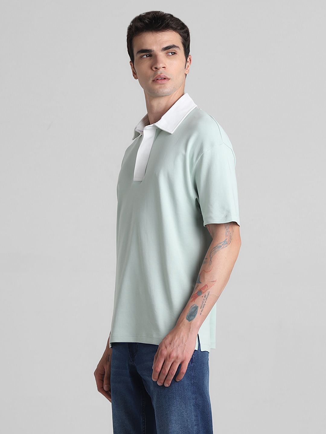 Green Cotton Oversized Polo T-shirt
