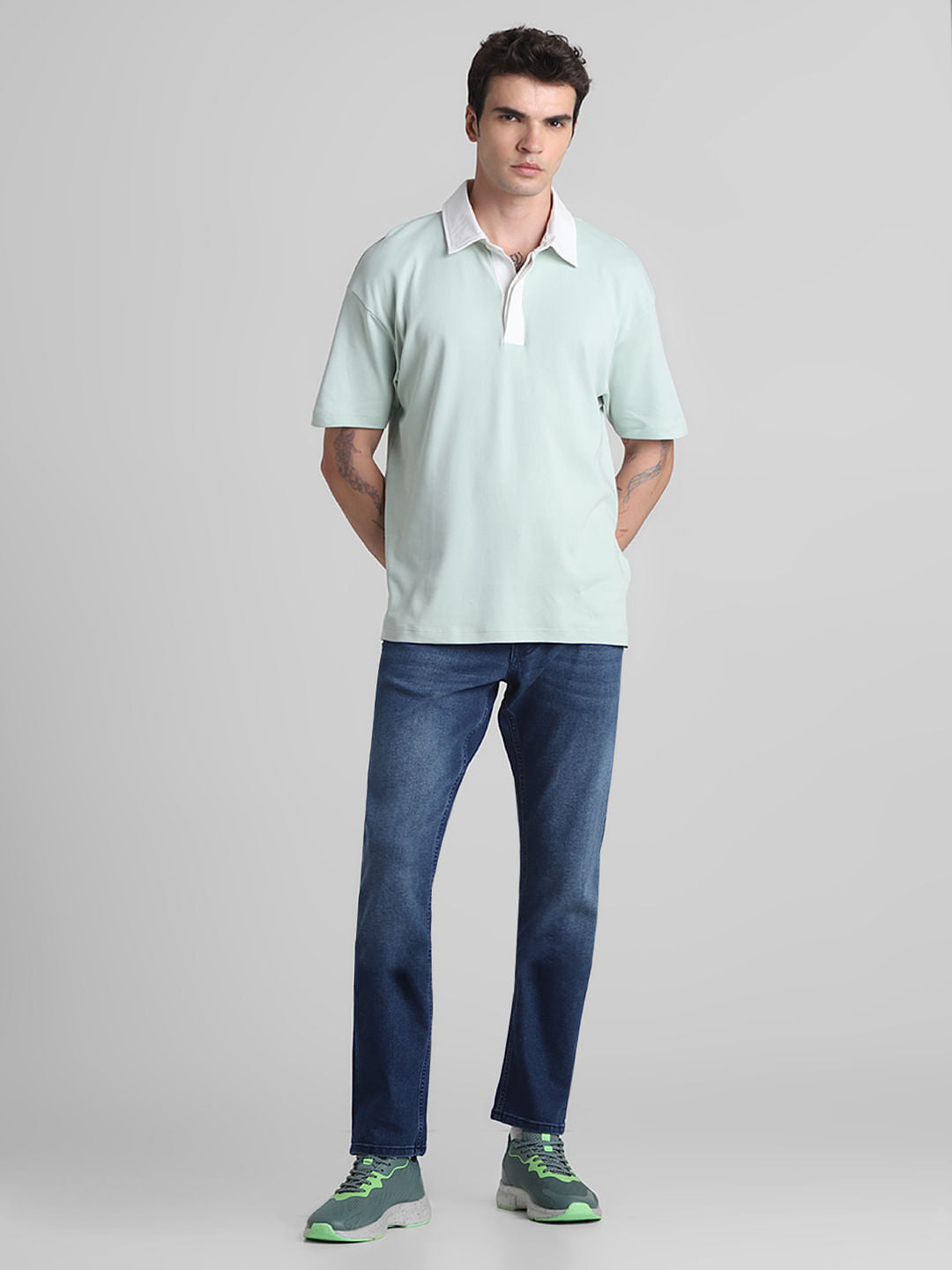 Green Cotton Oversized Polo T-shirt