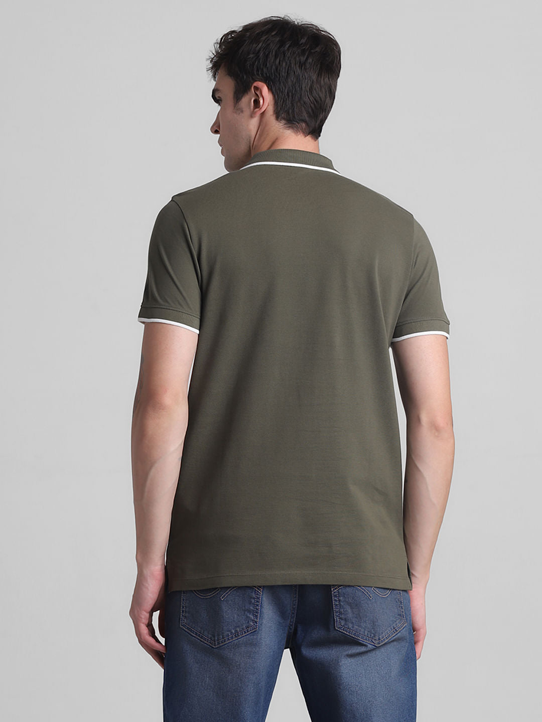Green Zip Detail Polo T-shirt