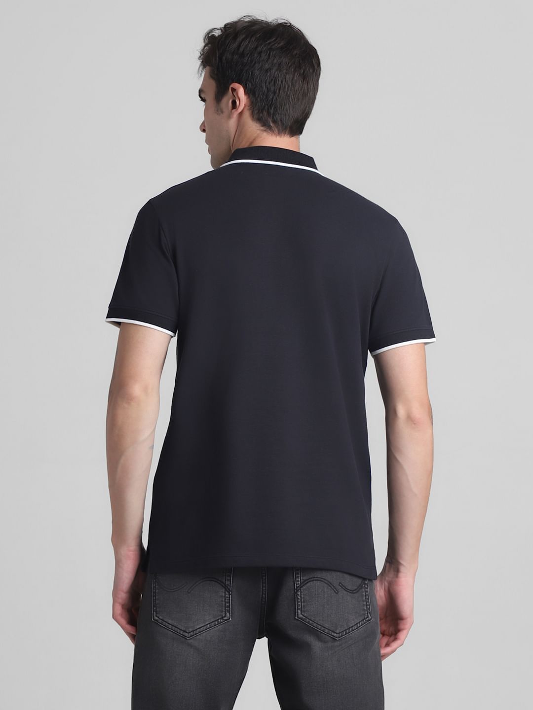 Black Zip Detail Polo T-Shirt