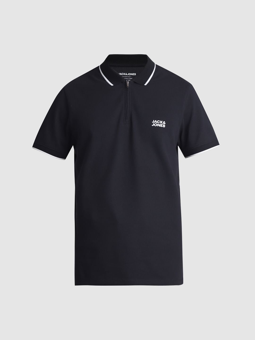 Black Zip Detail Polo T-Shirt