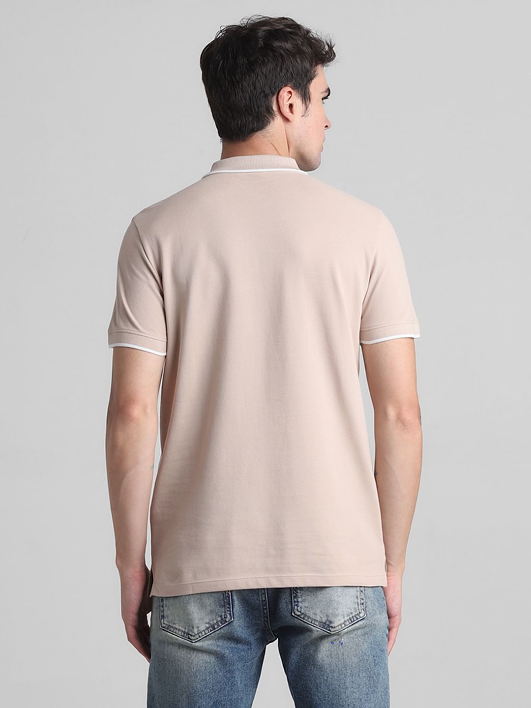 Light Brown Zip Detail Polo T-shirt