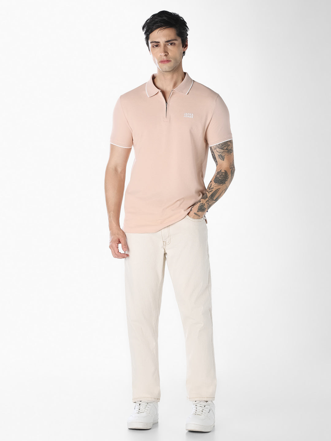 Pink Zip Detail Polo T-shirt