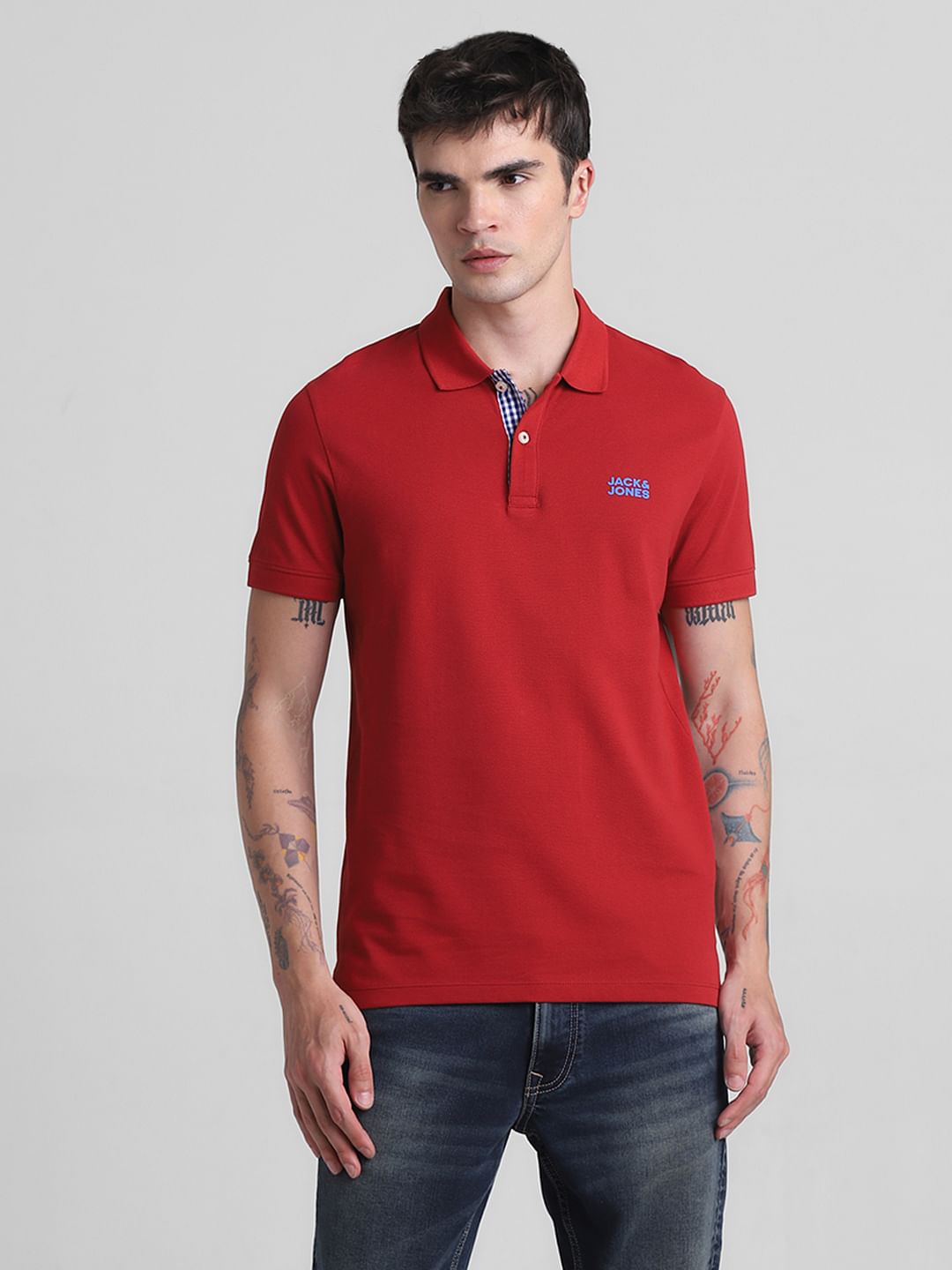 Red Cotton Polo T-shirt