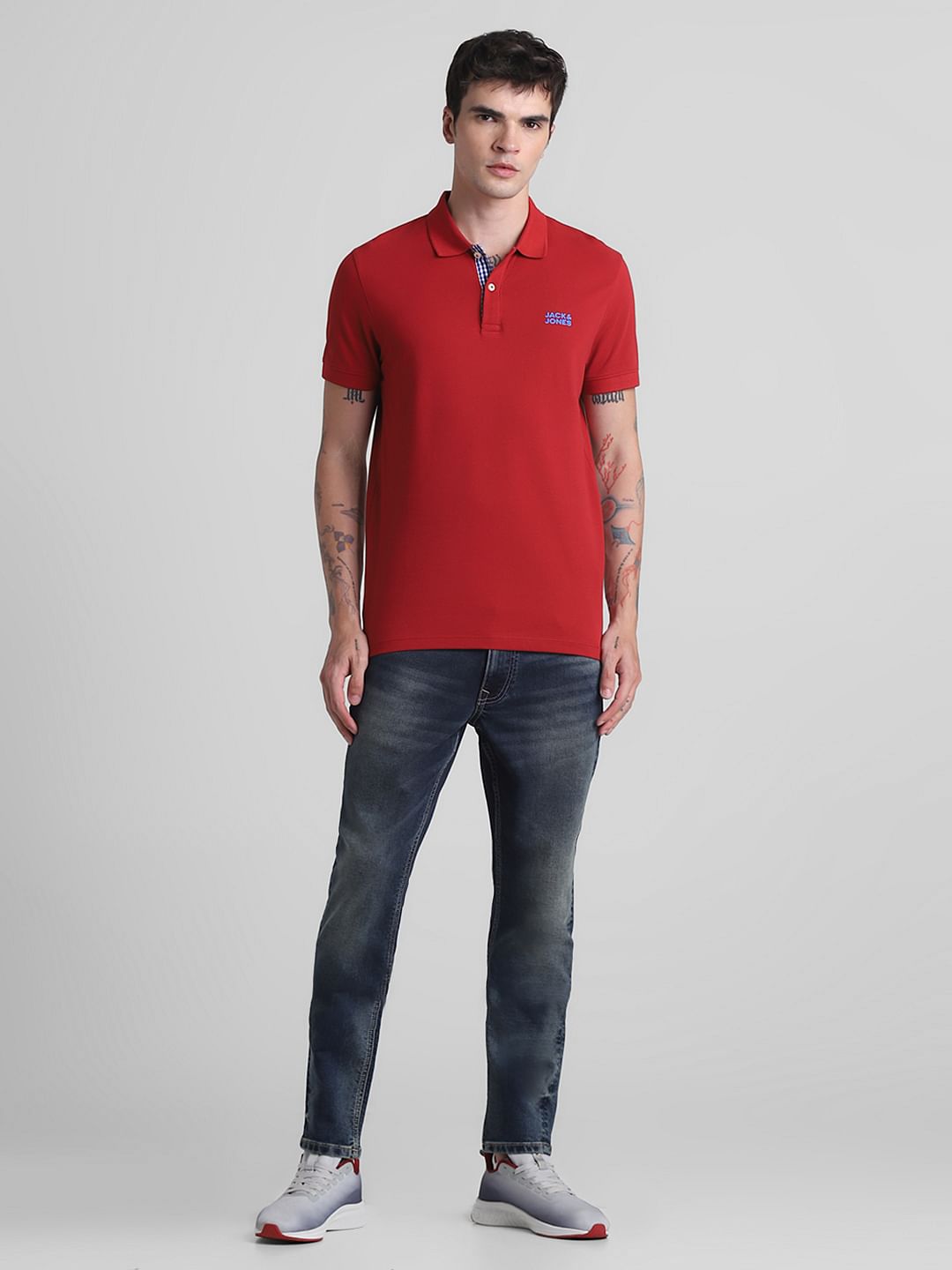 Red Cotton Polo T-shirt