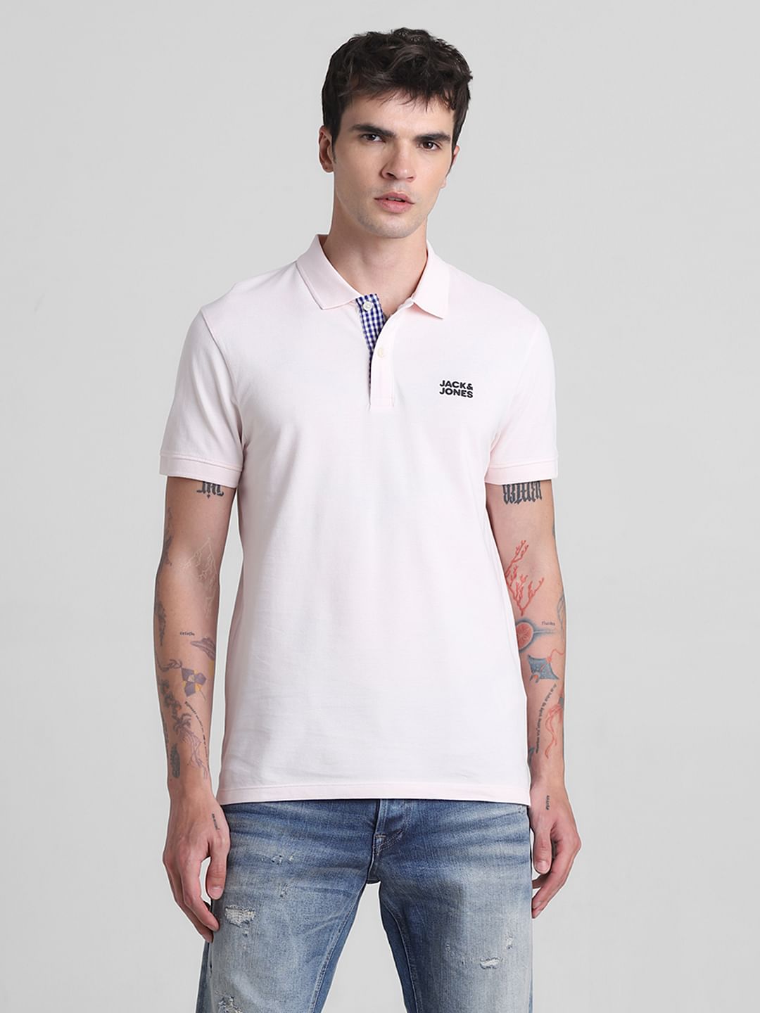 Pink Cotton Polo T-shirt
