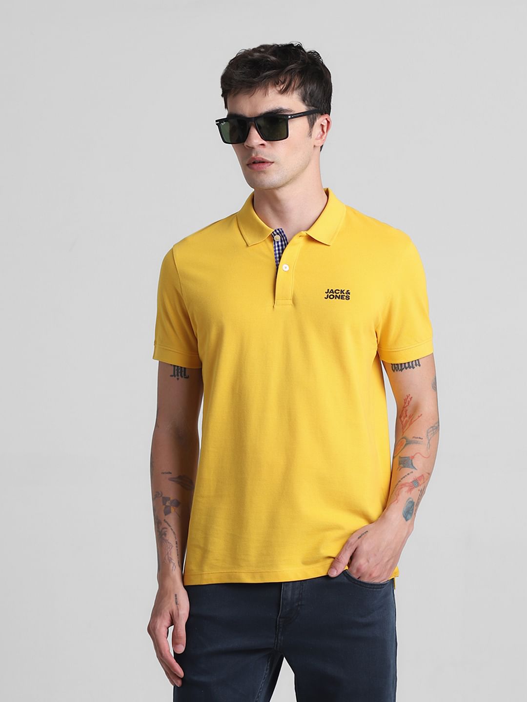 Yellow Cotton Polo T-shirt