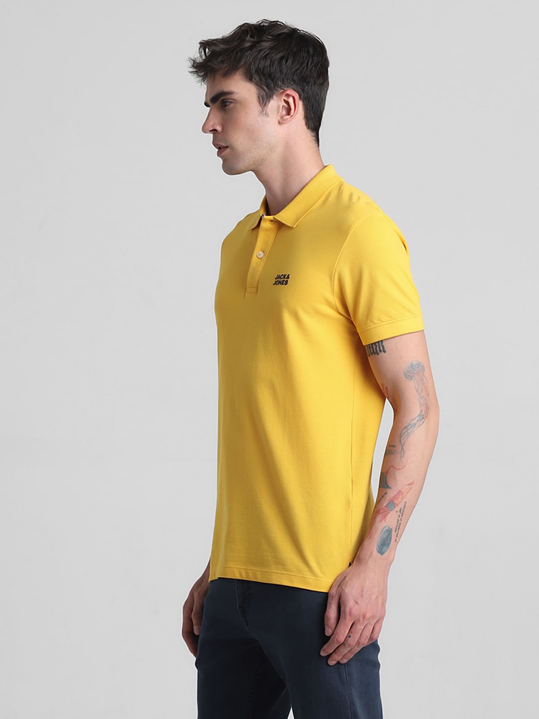 Yellow Cotton Polo T-shirt
