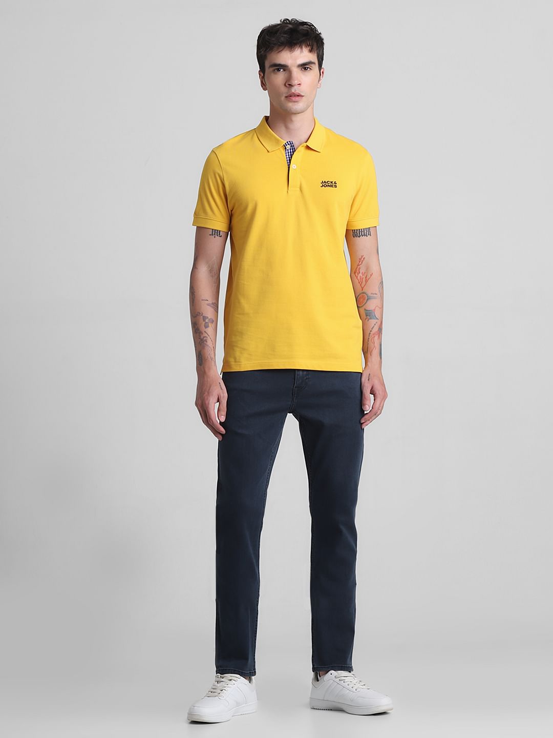 Yellow Cotton Polo T-shirt