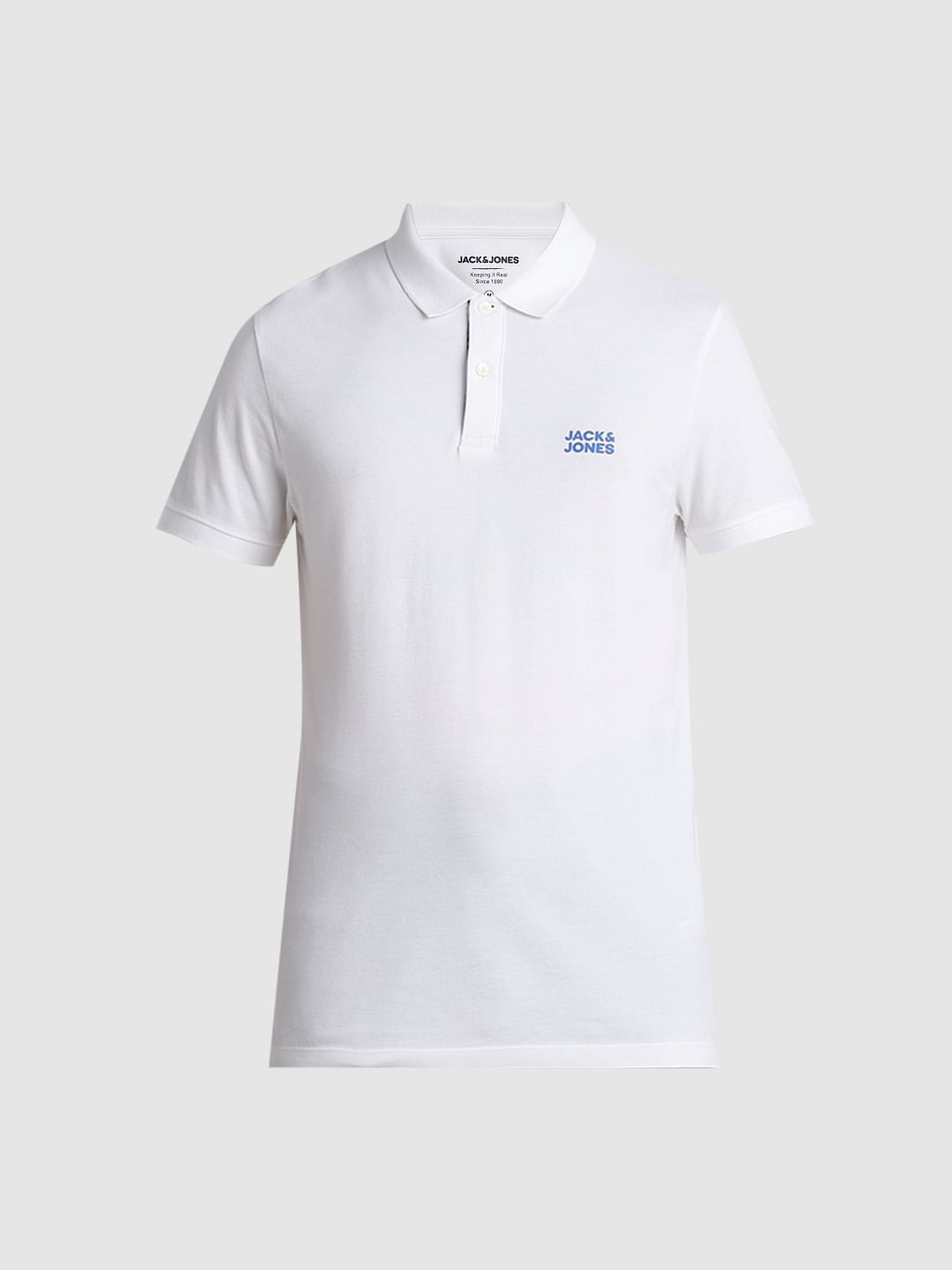 White Check Placket Polo T-shirt